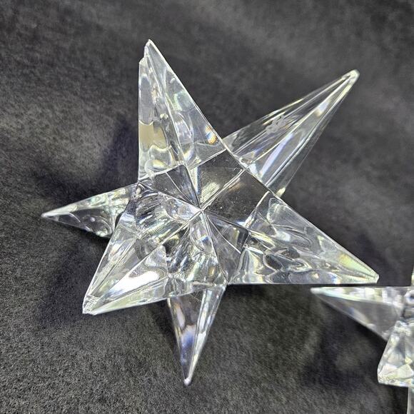 VTG Rosenthal Crystal Star Candlestick Set (3) 90s Candle Holder MCM Heavy Glass - Picture 7 of 16